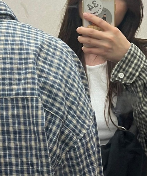 Flugge(フラッジー)の「オーバーチェックシャツ(シャツ/ブラウス・レディース・ブルー・FREE)」の10枚目の写真