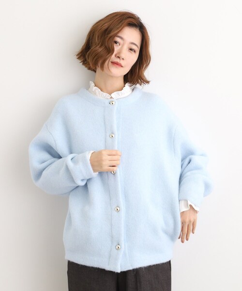 grove(グローブ)の「ふっくらやわらかく、毛混オーバーニットカーディガン(カーディガン/ボレロ・レディース・サックスブルー/チャコールグレー/ナチュラル・02/03/04/05)」の14枚目の写真