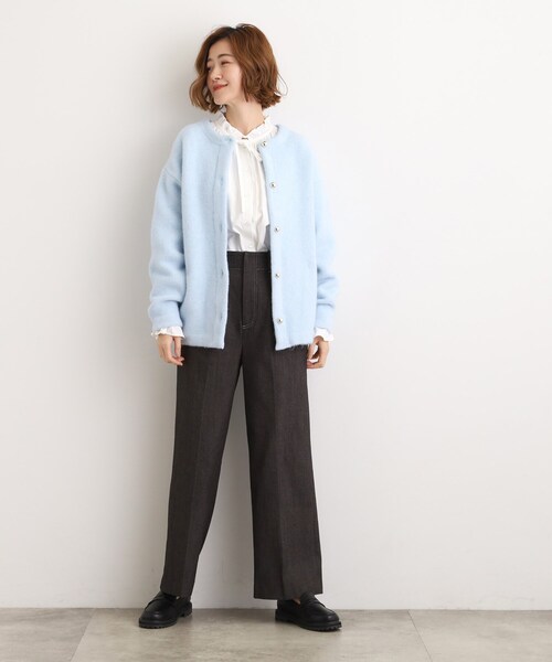 grove(グローブ)の「ふっくらやわらかく、毛混オーバーニットカーディガン(カーディガン/ボレロ・レディース・サックスブルー/チャコールグレー/ナチュラル・02/03/04/05)」の13枚目の写真