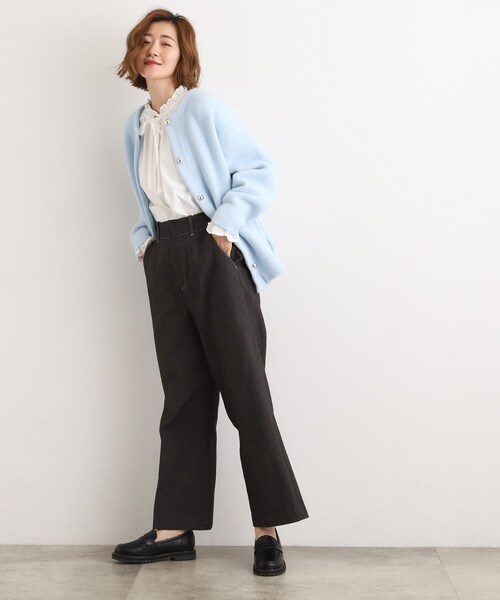 grove(グローブ)の「ふっくらやわらかく、毛混オーバーニットカーディガン(カーディガン/ボレロ・レディース・サックスブルー/チャコールグレー/ナチュラル・02/03/04/05)」の12枚目の写真