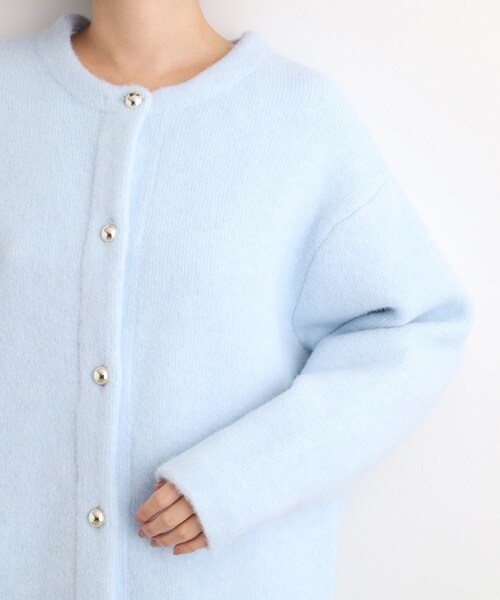 grove(グローブ)の「ふっくらやわらかく、毛混オーバーニットカーディガン(カーディガン/ボレロ・レディース・サックスブルー/チャコールグレー/ナチュラル・02/03/04/05)」の6枚目の写真
