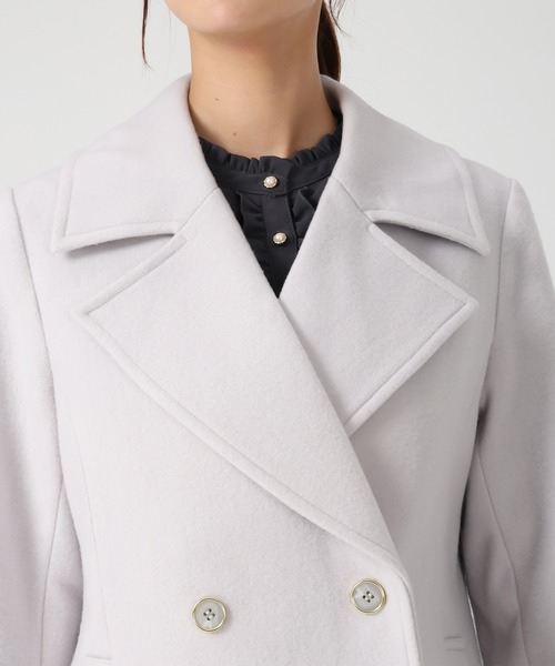 MISCH MASCH（ミッシュマッシュ）の「ミドル丈ダブルボタンコート（チェスターコート・レディース・ブラック/ライトグレー・ﾌﾘ-）」の12枚目の写真