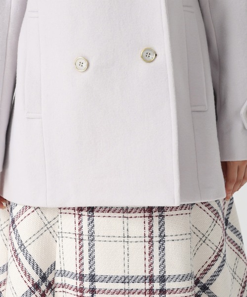 MISCH MASCH（ミッシュマッシュ）の「ミドル丈ダブルボタンコート（チェスターコート・レディース・ブラック/ライトグレー・ﾌﾘ-）」の15枚目の写真