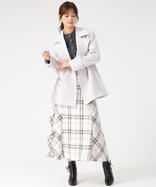 MISCH MASCH（ミッシュマッシュ）の「ミドル丈ダブルボタンコート（チェスターコート・レディース・ブラック/ライトグレー・ﾌﾘ-）」の20枚目の写真