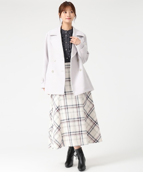 MISCH MASCH（ミッシュマッシュ）の「ミドル丈ダブルボタンコート（チェスターコート・レディース・ブラック/ライトグレー・ﾌﾘ-）」の21枚目の写真