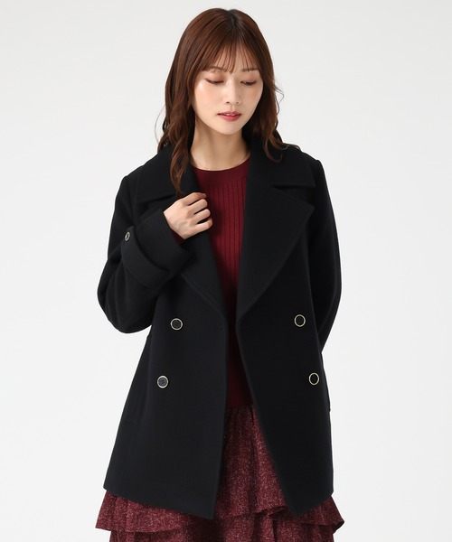 MISCH MASCH（ミッシュマッシュ）の「ミドル丈ダブルボタンコート（チェスターコート・レディース・ブラック/ライトグレー・ﾌﾘ-）」の3枚目の写真