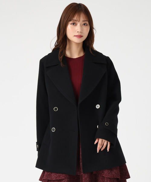 MISCH MASCH（ミッシュマッシュ）の「ミドル丈ダブルボタンコート（チェスターコート・レディース・ブラック/ライトグレー・ﾌﾘ-）」の4枚目の写真