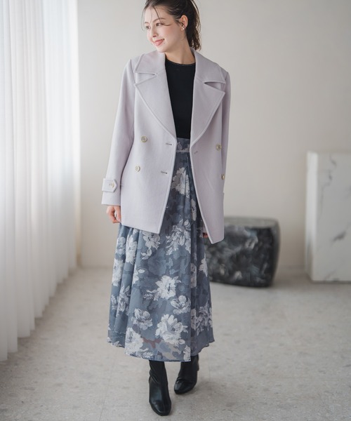 MISCH MASCH（ミッシュマッシュ）の「ミドル丈ダブルボタンコート（チェスターコート・レディース・ブラック/ライトグレー・ﾌﾘ-）」の22枚目の写真