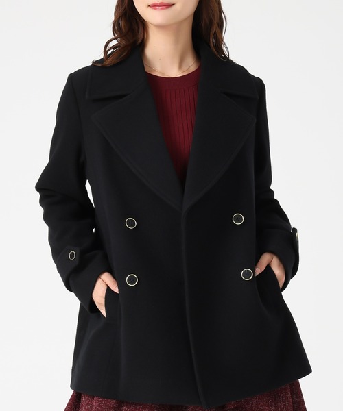 セール】2025秋冬新作 ミドル丈ダブルボタンコート（チェスターコート