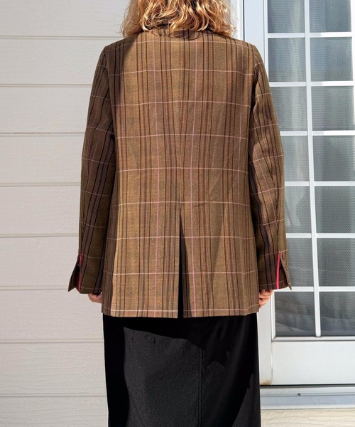 ダブルブレストチェックジャケット（テーラードジャケット）｜Q