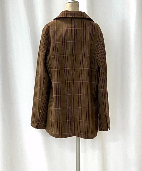 Q（キュー）の「ダブルブレストチェックジャケット（テーラードジャケット・レディース・ブラウン系その他・MEDIUM）」の21枚目の写真