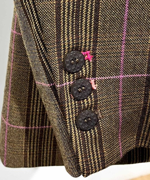 Q（キュー）の「ダブルブレストチェックジャケット（テーラードジャケット・レディース・ブラウン系その他・MEDIUM）」の22枚目の写真