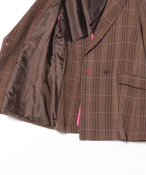 Q（キュー）の「ダブルブレストチェックジャケット（テーラードジャケット・レディース・ブラウン系その他・MEDIUM）」の18枚目の写真