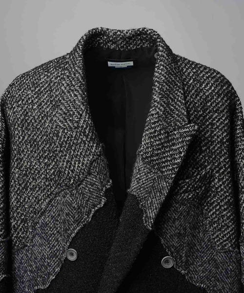 MAISON SPECIAL(メゾンスペシャル)の「《UNISEX》Zigzag Different Material Docking Prime-Over Coat/ジグザグプライムオーバー異素材切替コート【MAISON SPECIAL/メゾンスペシャル】(チェスターコート・メンズ・ブラック・2/1/0)」の10枚目の写真
