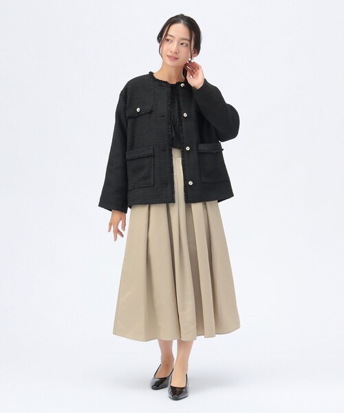 BEAMS HEART（ビームスハート）の「【セレモニー・ハレの日】フリンジ ツイード ジャケット（ノーカラージャケット・レディース・オフホワイト/ブラック・FREE）」の21枚目の写真