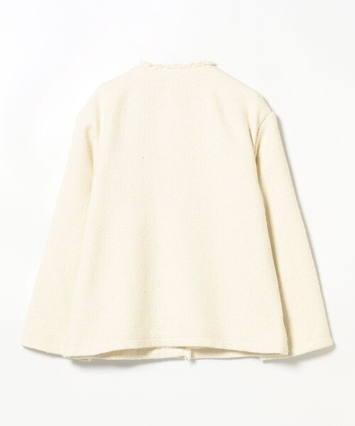 BEAMS HEART（ビームスハート）の「【セレモニー・ハレの日】フリンジ ツイード ジャケット（ノーカラージャケット・レディース・オフホワイト/ブラック・FREE）」の11枚目の写真