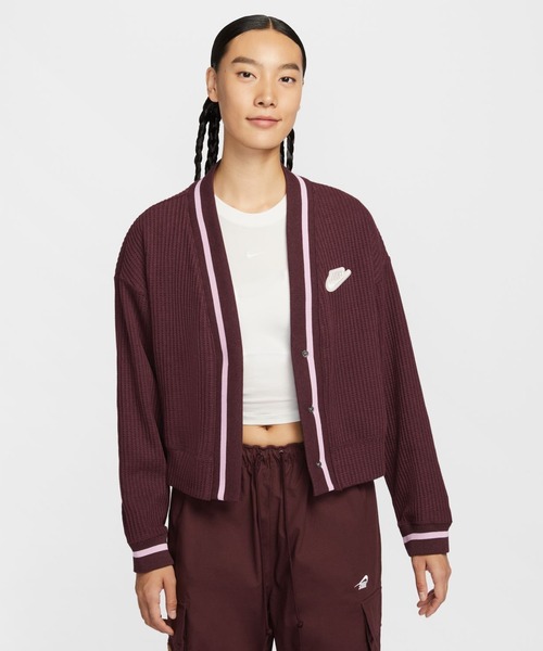 NIKE（ナイキ）の「ナイキ NIKE ナイキ  NSW PREP ジャケット（カーディガン/ボレロ・レディース・バーガンディー/オフホワイト/ブラック・M/S/L）」の3枚目の写真