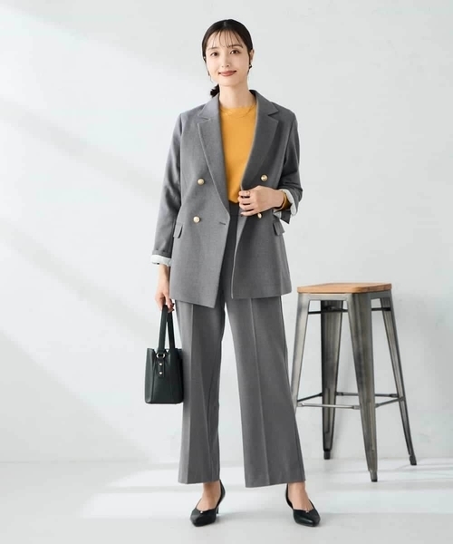a.v.v（アーヴェヴェ）の「【ストレッチ/雑誌InRed(宝島社)11月号掲載】ダブルブレストジャケット（テーラードジャケット・レディース・ライトグレー/ネイビー/グレー・40/38/36）」の18枚目の写真