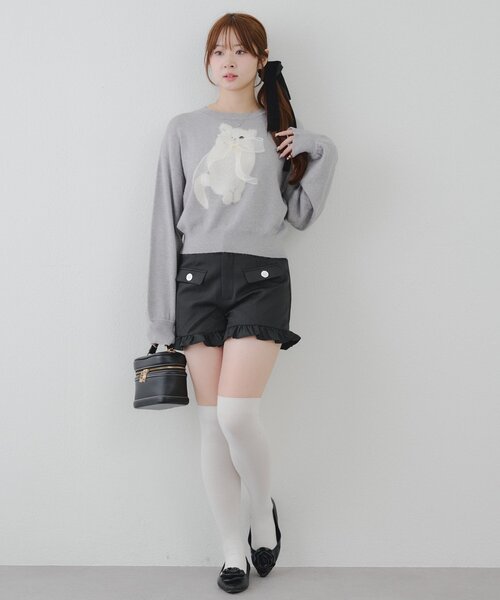 continuer de NICE CLAUP(コンティニューデナイスクラップ)の「細見えまちがいなし!裾フリルショートパンツ(その他パンツ・レディース・ドット/グレー/ブラック・FREE)」の20枚目の写真