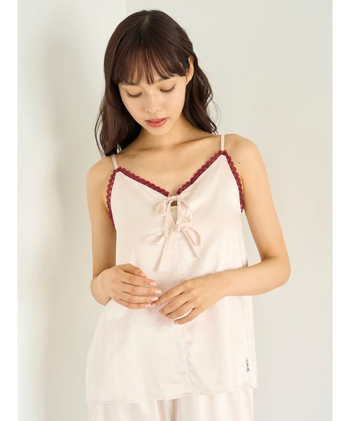 セール】レースサテンキャミソール（ルームウェア/パジャマ）｜gelato