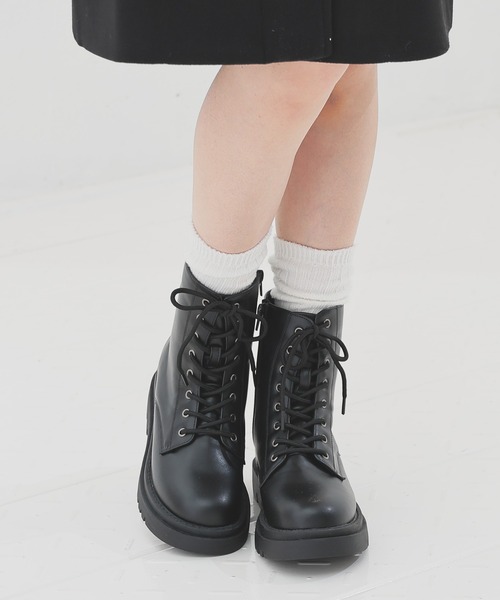 Honeys(ハニーズ)の「厚底レースアップブーツ(ブーツ・レディース・ブラック・L/LL/M/S)」の4枚目の写真