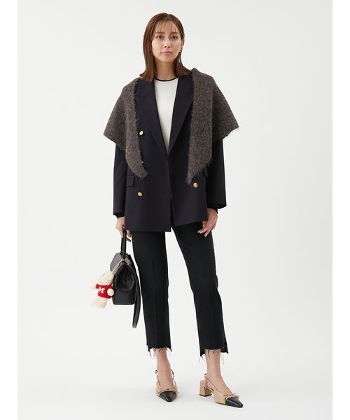 Mila Owen（ミラオーウェン）の「金釦ダブルブレストロングブレザー（テーラードジャケット・レディース・ブラウン/ダークネイビー/アイボリー・F）」の5枚目の写真