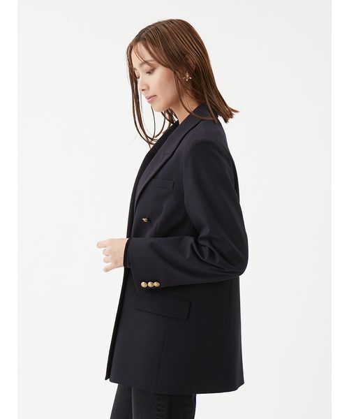 Mila Owen（ミラオーウェン）の「金釦ダブルブレストロングブレザー（テーラードジャケット・レディース・ブラウン/ダークネイビー/アイボリー・F）」の7枚目の写真