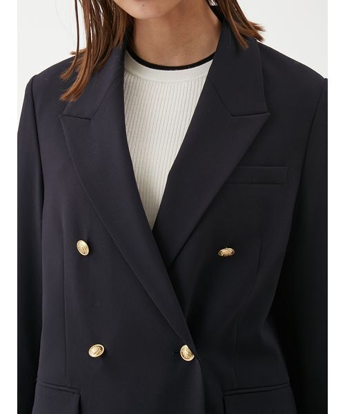 Mila Owen（ミラオーウェン）の「金釦ダブルブレストロングブレザー（テーラードジャケット・レディース・ブラウン/ダークネイビー/アイボリー・F）」の9枚目の写真