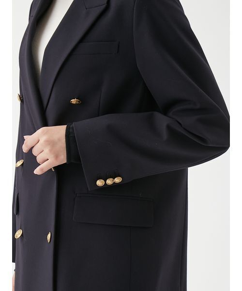 Mila Owen（ミラオーウェン）の「金釦ダブルブレストロングブレザー（テーラードジャケット・レディース・ブラウン/ダークネイビー/アイボリー・F）」の10枚目の写真