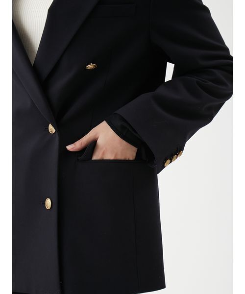 Mila Owen（ミラオーウェン）の「金釦ダブルブレストロングブレザー（テーラードジャケット・レディース・ブラウン/ダークネイビー/アイボリー・F）」の11枚目の写真