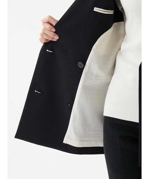 Mila Owen（ミラオーウェン）の「金釦ダブルブレストロングブレザー（テーラードジャケット・レディース・ブラウン/ダークネイビー/アイボリー・F）」の14枚目の写真