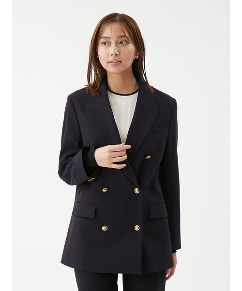 Mila Owen（ミラオーウェン）の「金釦ダブルブレストロングブレザー（テーラードジャケット・レディース・ブラウン/ダークネイビー/アイボリー・F）」の15枚目の写真