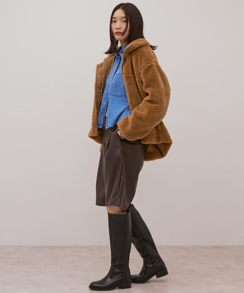 AMERICAN HOLIC（アメリカンホリック）の「スタンドベア風ボアコート（その他アウター・レディース・キャメル/アイボリー/チャコールグレー・M/L）」の16枚目の写真