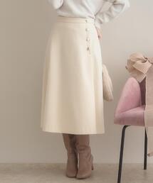 couture brooch | 【通勤/金ボタン】フェイクウール ポンチスカート(スカート)