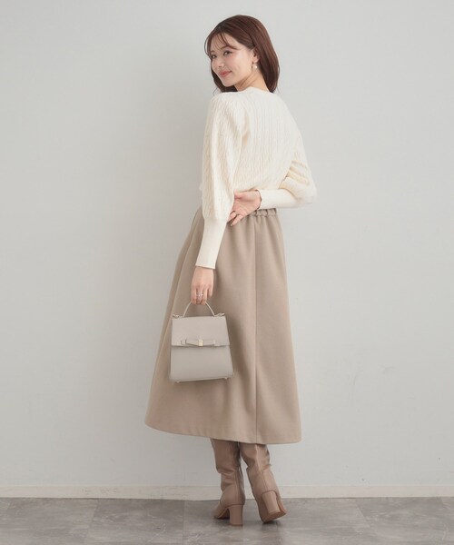 couture brooch（クチュールブローチ）の「【通勤/金ボタン】フェイクウール ポンチスカート（スカート・レディース・アイボリー/ネイビー/ベージュ・36/38/40/42）」の19枚目の写真