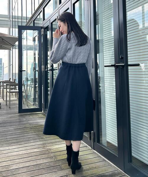 セール】【通勤/金ボタン】フェイクウール ポンチスカート（スカート