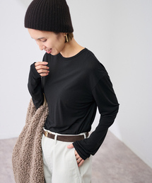ATON ブラック 長袖カットソー ATON エイトン スーピマコットン モックネック ロンT W0035 長袖