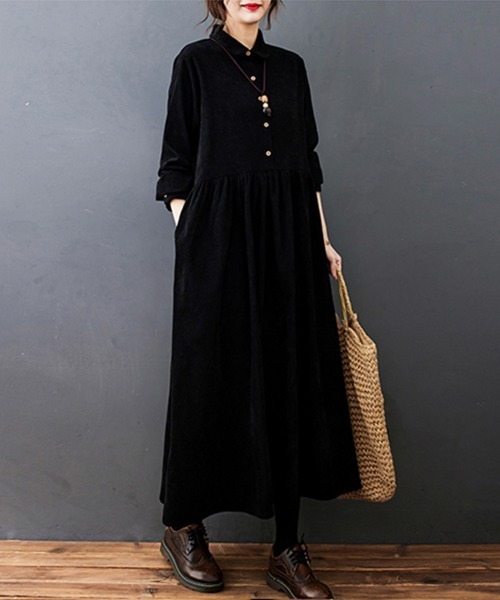 SallyLunn(サリーラン)の「コーデュロイシャツワンピース(ワンピース・レディース・ネイビー/ブラック・L/M)」の7枚目の写真