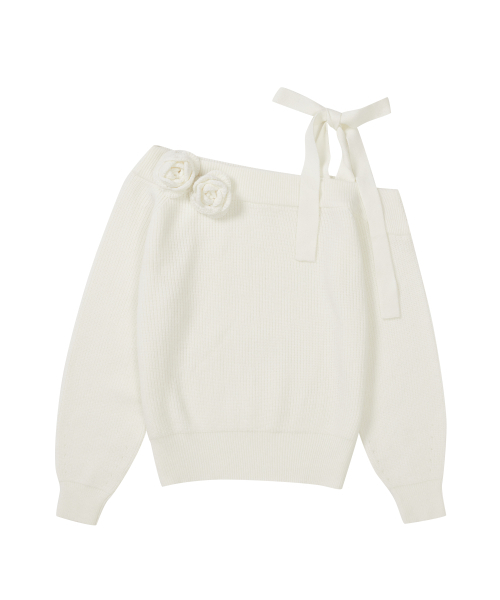 ILLIGO(イリゴ)の「ブルームボウオフショルダー ニット アイボリー(ニット/セーター・レディース・その他・SMALL/MEDIUM)」の4枚目の写真