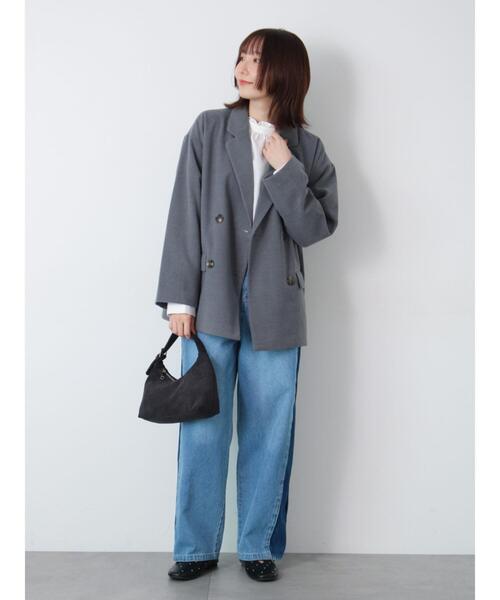 Te chichi TERRASSE（テチチテラス）の「Wブレストジャケット（ノーカラージャケット・レディース・チャコールグレー/グレー/ブラウン・F）」の7枚目の写真