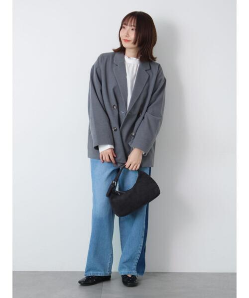 Te chichi TERRASSE（テチチテラス）の「Wブレストジャケット（ノーカラージャケット・レディース・チャコールグレー/グレー/ブラウン・F）」の8枚目の写真