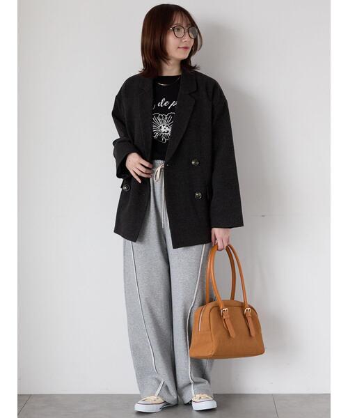 Te chichi TERRASSE（テチチテラス）の「Wブレストジャケット（ノーカラージャケット・レディース・チャコールグレー/グレー/ブラウン・F）」の11枚目の写真