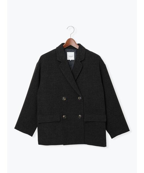 Te chichi TERRASSE（テチチテラス）の「Wブレストジャケット（ノーカラージャケット・レディース・チャコールグレー/グレー/ブラウン・F）」の13枚目の写真