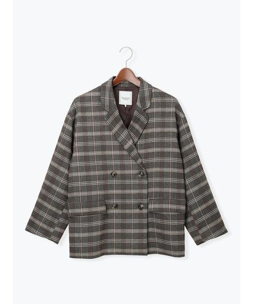 Te chichi TERRASSE（テチチテラス）の「Wブレストジャケット（ノーカラージャケット・レディース・チャコールグレー/グレー/ブラウン・F）」の14枚目の写真