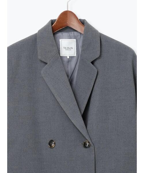 Te chichi TERRASSE（テチチテラス）の「Wブレストジャケット（ノーカラージャケット・レディース・チャコールグレー/グレー/ブラウン・F）」の17枚目の写真