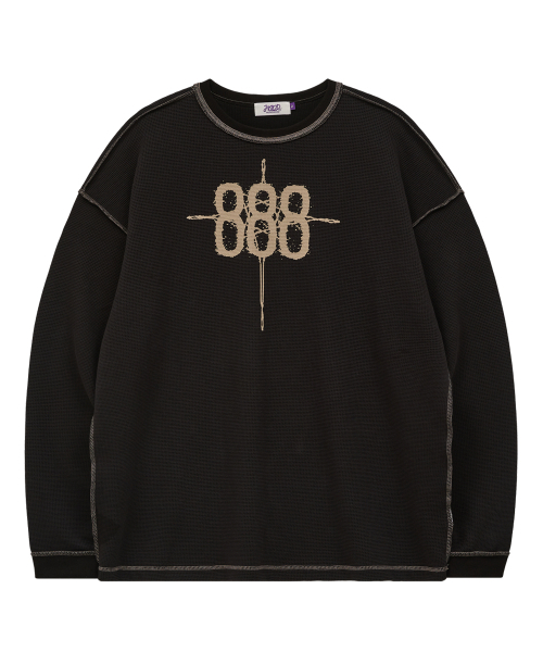 HOODHOOD（フッドフッド）の「888ワッフルロングスリーブTシャツブラック（Tシャツ/カットソー・レディース・その他・1/2）」の5枚目の写真