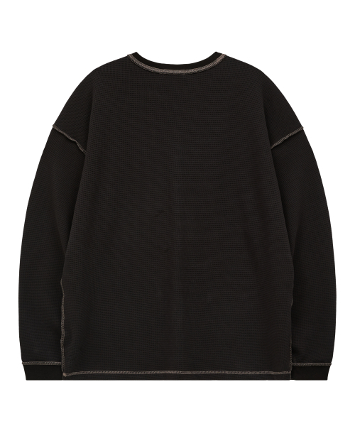 HOODHOOD（フッドフッド）の「888ワッフルロングスリーブTシャツブラック（Tシャツ/カットソー・レディース・その他・1/2）」の6枚目の写真