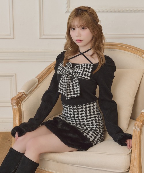 8周年記念アイテム】クロス紐付きフロントリボンニット【ZOZOTOWN限定