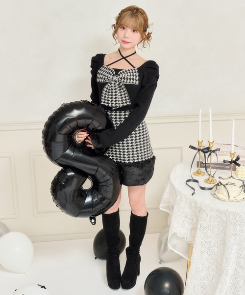 8周年記念アイテム】クロス紐付きフロントリボンニット【ZOZOTOWN限定