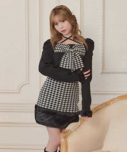 8周年記念アイテム】クロス紐付きフロントリボンニット【ZOZOTOWN限定